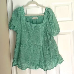 Loft Polka Dot Square Neck Blouse sz L